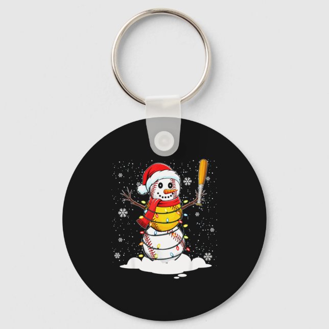 Porte-clés Santa Hat Snowman Xmas Funny Baseball Softball Chr (Recto)