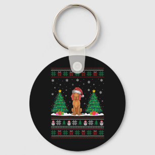 Porte-clés Santa Hat Vizsla Chien Noël Lumières de l'arbre de