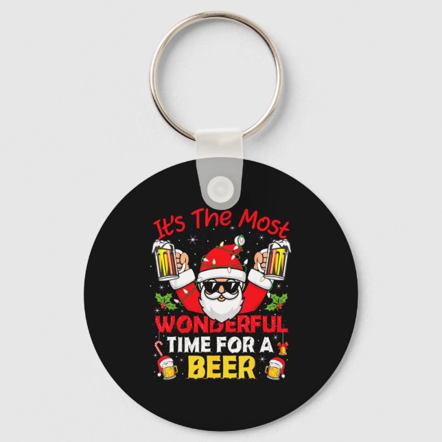Porte-clés Santa It's The Most Wonderful Time For A Beer Funn (Recto)