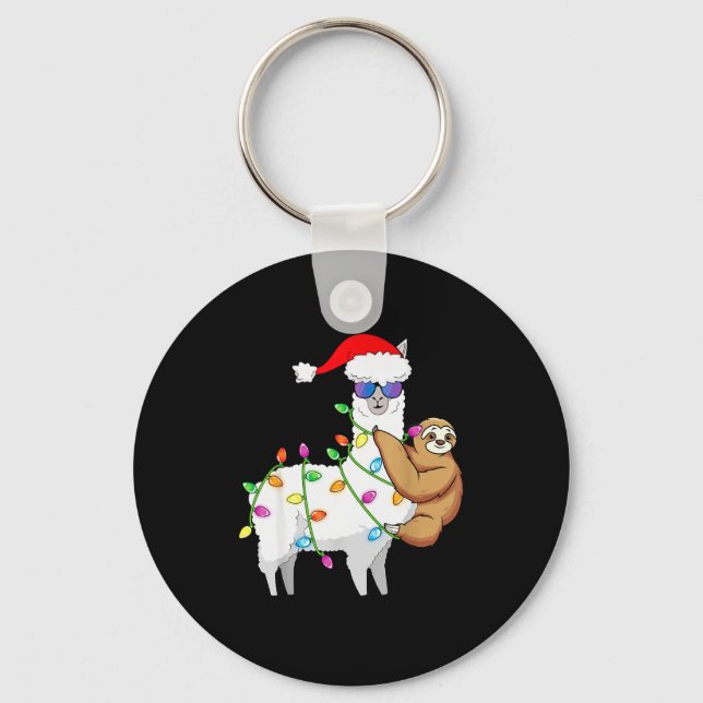 Porte-clés Santa Llama Xmas Funny Llama Sloth Christmas  (Recto)