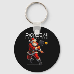 Porte-clés Santa pickleball balance la raquette Noël vacances