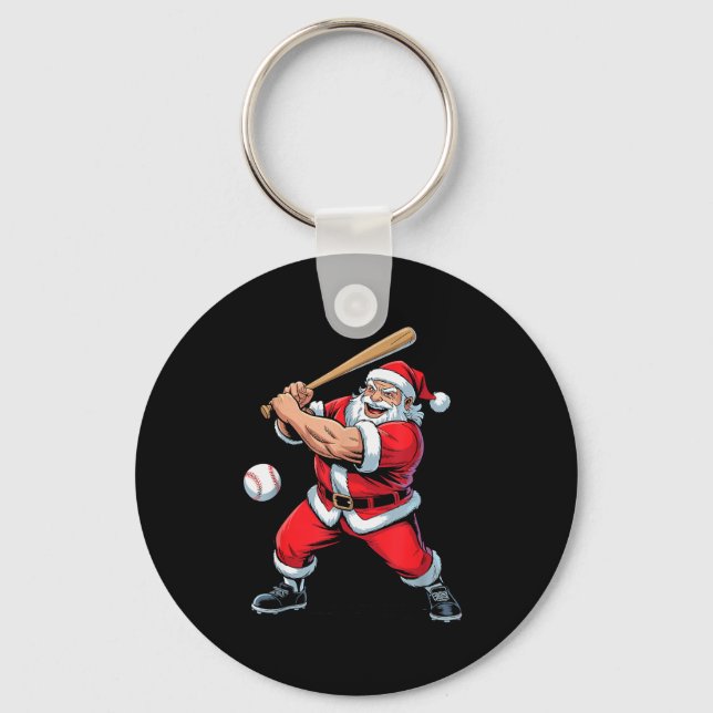 Porte-clés Santa Playing Baseball Funny Holiday Christmas Xma (Recto)