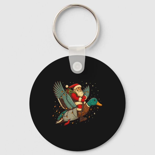 Porte-clés Santa Riding Mallard Duck Funny Christmas Holiday  (Recto)