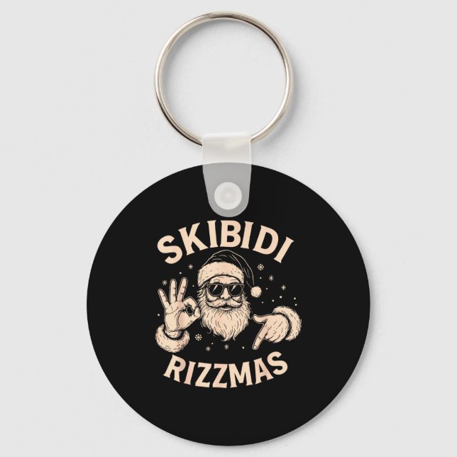 Porte-clés Santa Six Seven Meme 67 Hands Sign Rizz Skibidi Ri (Recto)