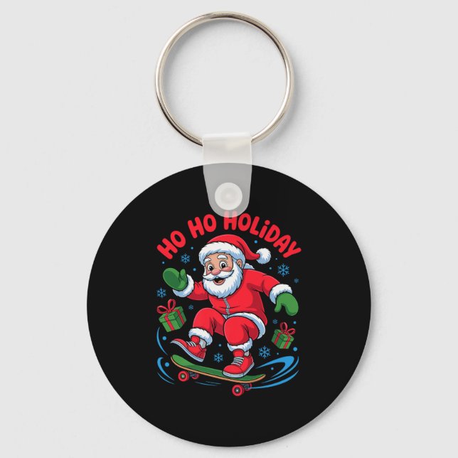 Porte-clés Santa Skater Skateboarding Lover Funny Christmas X (Recto)