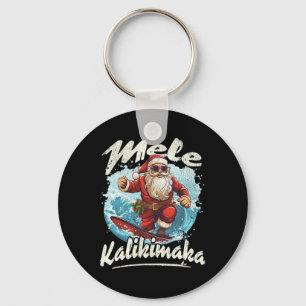 Porte-clés Santa Surfant Mele Kalikimaka Aloha Hawaii Noël