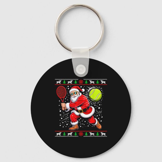 Porte-clés Santa Tennis Player Christmas Xmas Funny Holiday M (Recto)