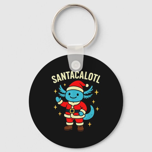 Porte-clés Santacalotl Santa Claus Cute Blue Axolotl New Year (Recto)