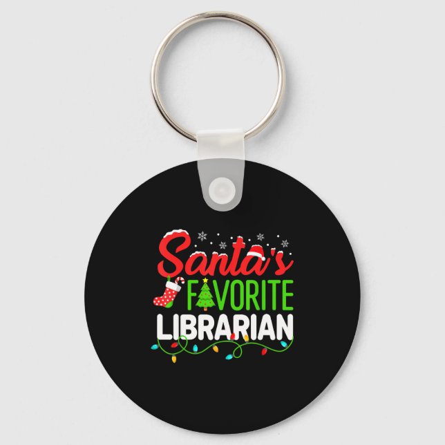 Porte-clés Santa's Favorite Librarian Christmas Library Book  (Recto)
