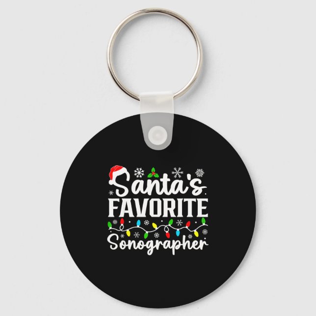 Porte-clés Santa's Favorite Sonographer Funny Christmas Famil (Recto)