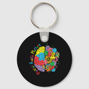 Porte-clés Santé Mentale S Fleurs cérébrales Aware Psychologu
