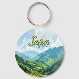 Porte-clés Sapa Vietnam Asie Rice Terrasses Vintage voyage