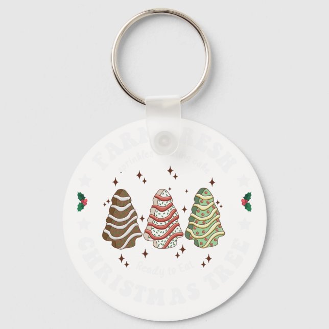 Porte-clés sapin de Noël fraîchement coupé en ferme (Recto)