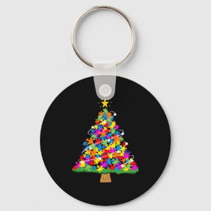 Porte-clés Sapin de Noël pour la sensibilisation à l'autisme