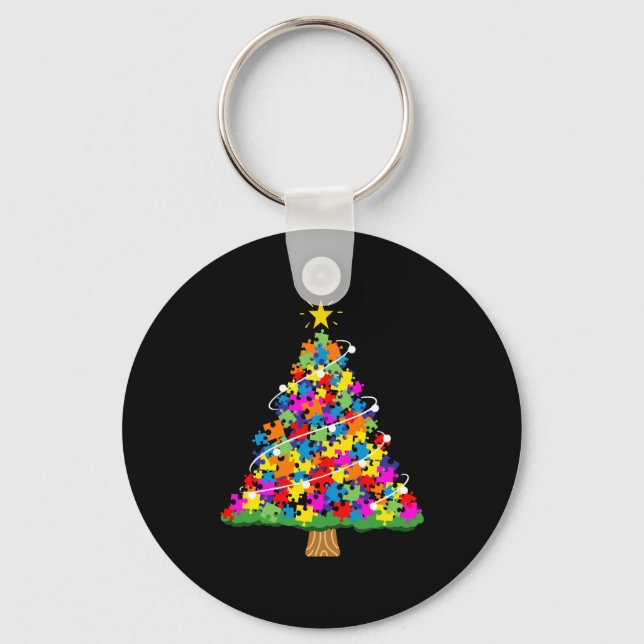 Porte-clés Sapin de Noël pour la sensibilisation à l'autisme (Recto)