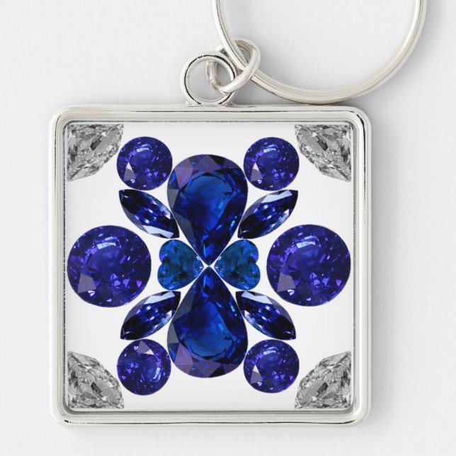 Porte-clés Sapphire Diamond Gemstone Art Blue Porte - clé (Devant)