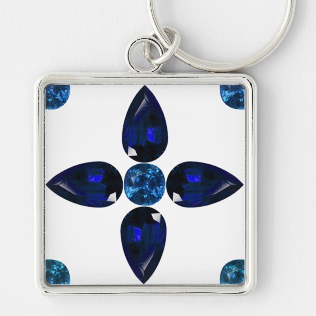 Porte-clés Sapphire Gemstone Art, Porte - clé bleu (Devant)