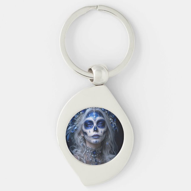 Porte-clés Sapphire Moon Calavera – Jour Céleste Bleu de la (Devant)