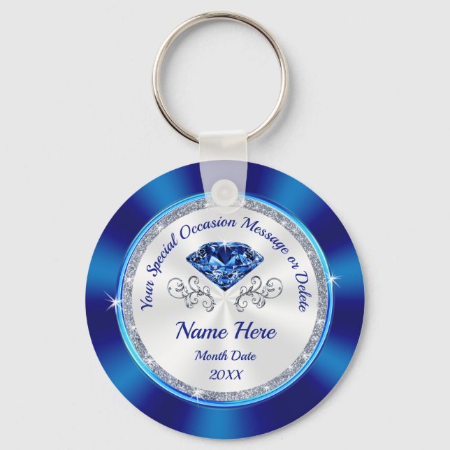 Porte-clés Sapphire themed, Personalized Party Favors, CHEAP (Recto)