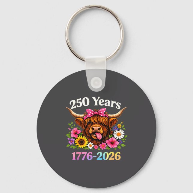 Porte-clés Sarcasm Highland Cow Happy New 250 Years American  (Recto)