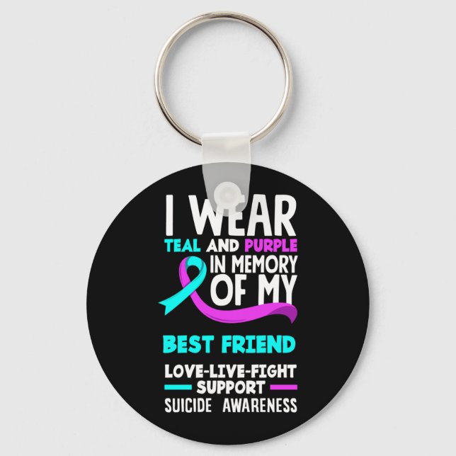 Porte-clés Sarcelle Violet En Mémoire Du Suicide De Meilleur  (Recto)