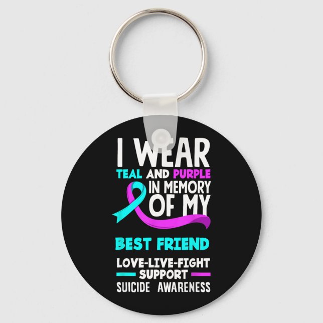 Porte-clés Sarcelle Violet En Mémoire Du Suicide De Meilleur  (Recto)