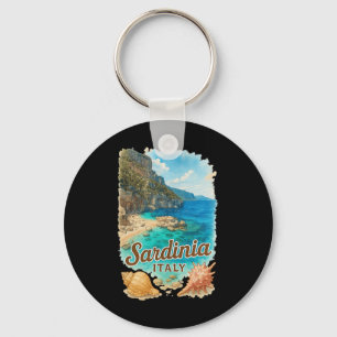 Porte-clés Sardaigne Italie Aquarelle Plage Voyage Souvenir
