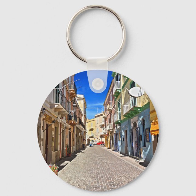 Porte-clés Sardaigne - rue principale de Carloforte (Recto)