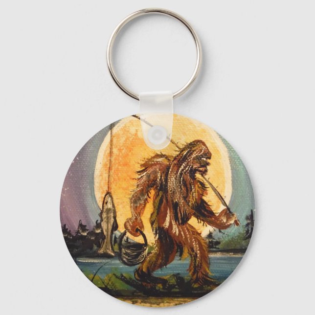 Porte-clés Sasquatch Bigfoot est parti Pêche original (Recto)