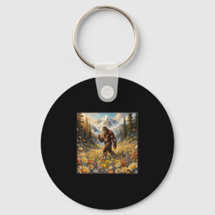 Porte-clés Sasquatch dans un champ de fleurs de pissenlit big