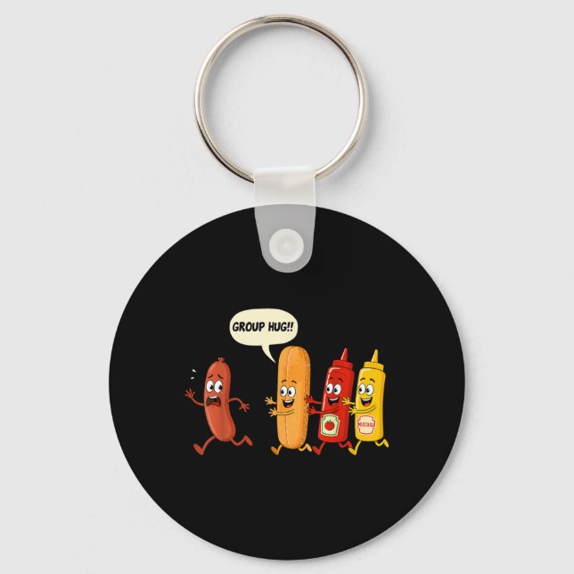Porte-clés Saucisson Bun Chup Moutarde Drôle Hotdog Câlin de  (Recto)