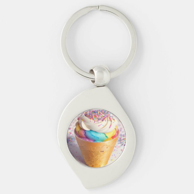 Porte-clés Saupoudrer de cônes de crème glacée (Devant)