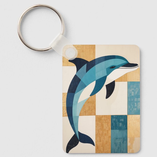 Porte-clés Saut azuré géométrique (Recto)