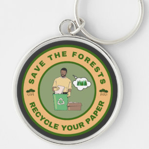Porte-clés Sauvegarder les forêts recycler votre papier