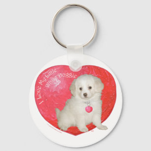 Porte-clés Sauvetage de Saint-Valentin de Petit Chien Blanc