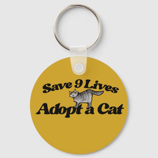 Porte-clés Sauvez 9 vies Adoptez un chat (Recto)