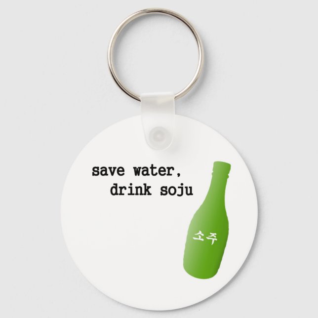 Porte-clés Sauvez de l'eau, buvez du Soju ! (Recto)
