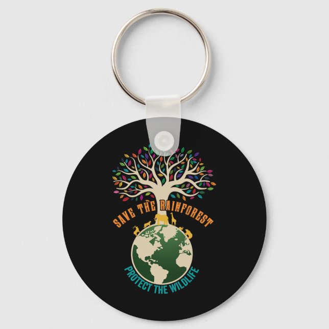 Porte-clés Sauvez La Forêt-Rainforest Protégez La Faune Vinta (Recto)