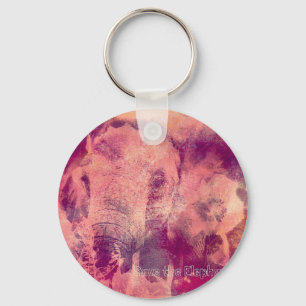 Porte-clés Sauvez l'Art numérique des éléphants Grunge