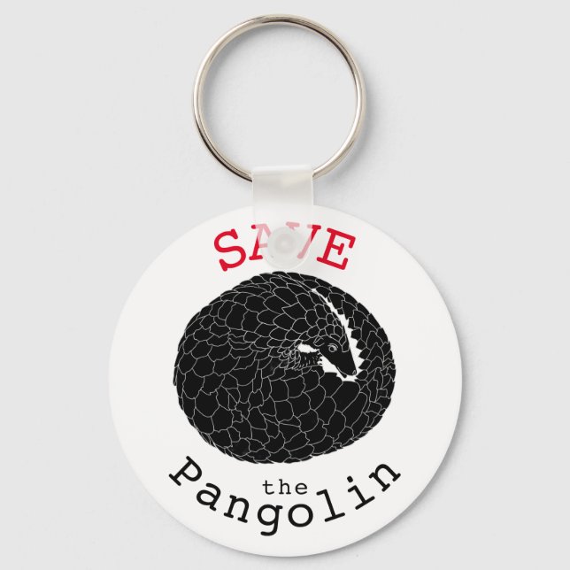 Porte-clés Sauvez le slogan Pangolin noir et blanc (Recto)