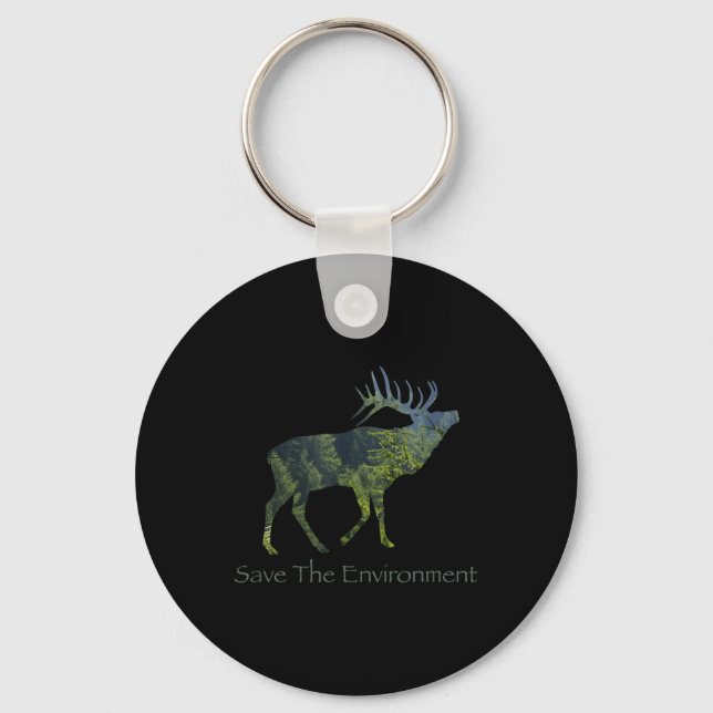 Porte-clés Sauvez l'environnement Deer Silhouette De l'enviro (Recto)