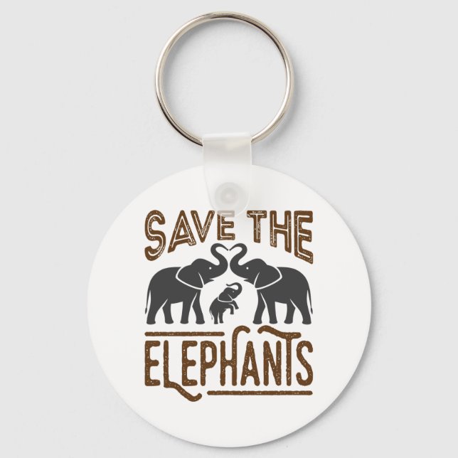 Porte-clés Sauvez les éléphants Aiguille éléphante Protégez l (Recto)
