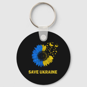 Porte-clés Sauvez l'Ukraine Papillons de tournesol Je suis av