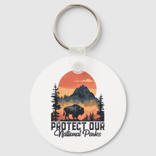 Porte-clés Sauvez nos parcs nationaux Résister Service Bison 