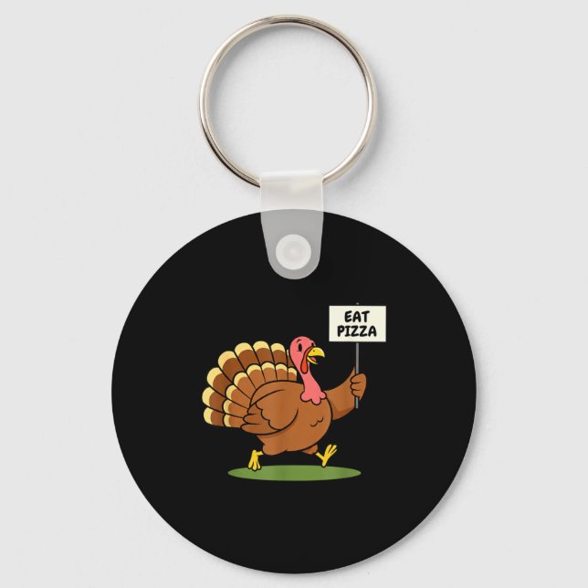 Porte-clés Save A Turkey, Eat Zza Funny Thanksgiving Design F (Recto)