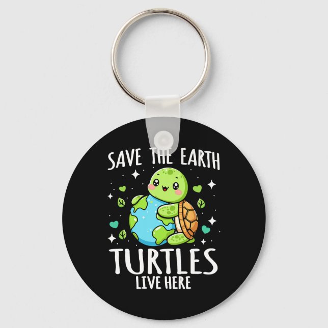 Porte-clés Save Earth Turtle Design - Drôle Jour des terres a (Recto)