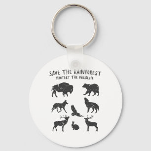 Porte-clés Save The Rainforest Protect The Wildlife Animal Gr