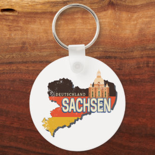 Porte-clés Saxe Allemagne Retro State Map Souvenir Vintage