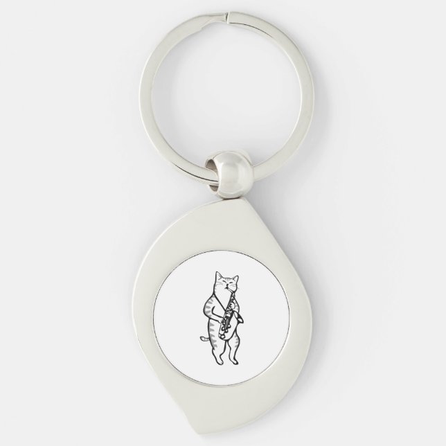 Porte-clés Saxophone Instrument Musique Jazz Cat Golf Balls (Devant)