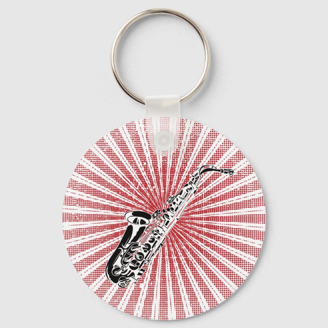 Porte-clés Saxophone sur Grunge Red Sunburst (Recto)